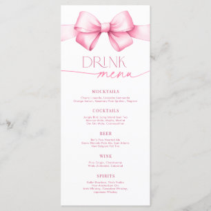 She's Tying the Knot Pink Bow Bridal Shower Drink  Menu