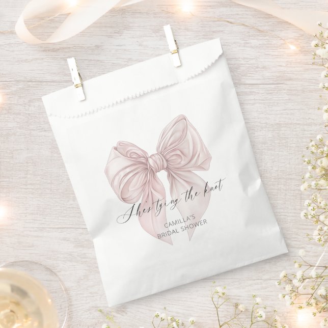 She's Tying the Knot Pink Bow Bridal Shower Favour Bags (Clipped)