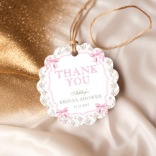 She's Tying the Knot Pink Bow Bridal Shower Favour Tags