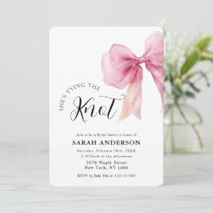 She's Tying the Knot pink bow Bridal Shower  Invitation