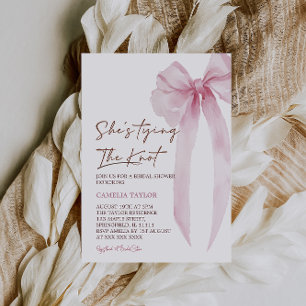 She's Tying The Knot Pink Bow Bridal Shower Invitation