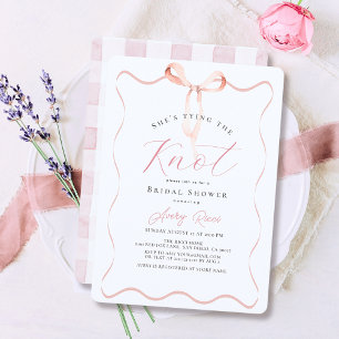 She's tying the Knot Pink Bow Bridal Shower Invitation