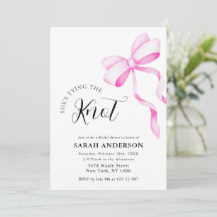 She's Tying the Knot pink bow Bridal Shower Invitation