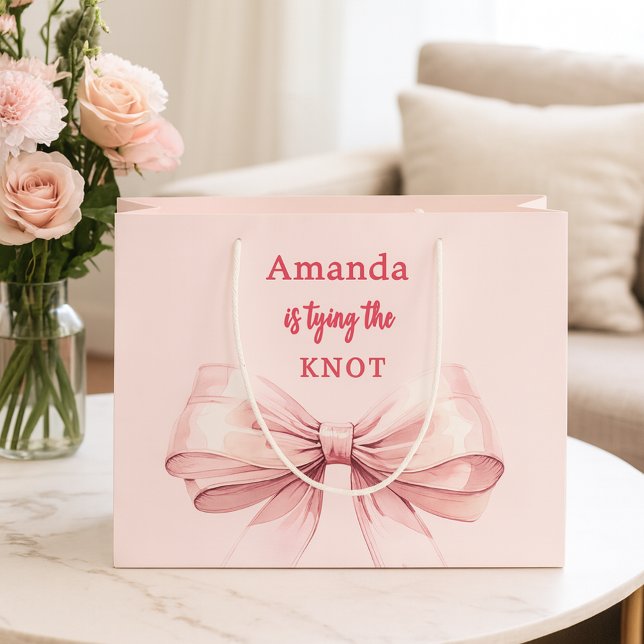 She's tying the knot pink bow Bridal Shower Large Gift Bag (Creator Uploaded)