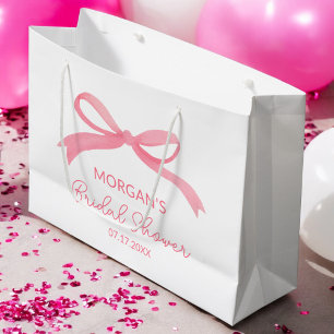 She's Tying The Knot Pink Bow Bridal Shower Large Gift Bag