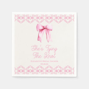 She's Tying The Knot Pink Bow Bridal Shower Napkin