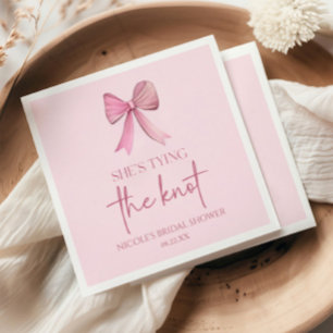 She's Tying The Knot Pink Bow Bridal Shower Napkin