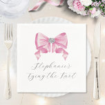 She's Tying The Knot Pink Bow Bridal Shower Napkin<br><div class="desc">These bridal shower napkins feature a silky pink bow design with faux rhinestones. You can personalise these napkins with the bride's name. These napkins are part of a collection which includes matching bridal shower products.</div>