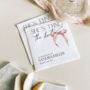 Shes Tying the Knot Pink Bow Bridal Shower Napkin