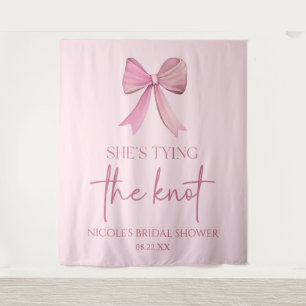 She's Tying The Knot Pink Bow Bridal Shower Tapestry