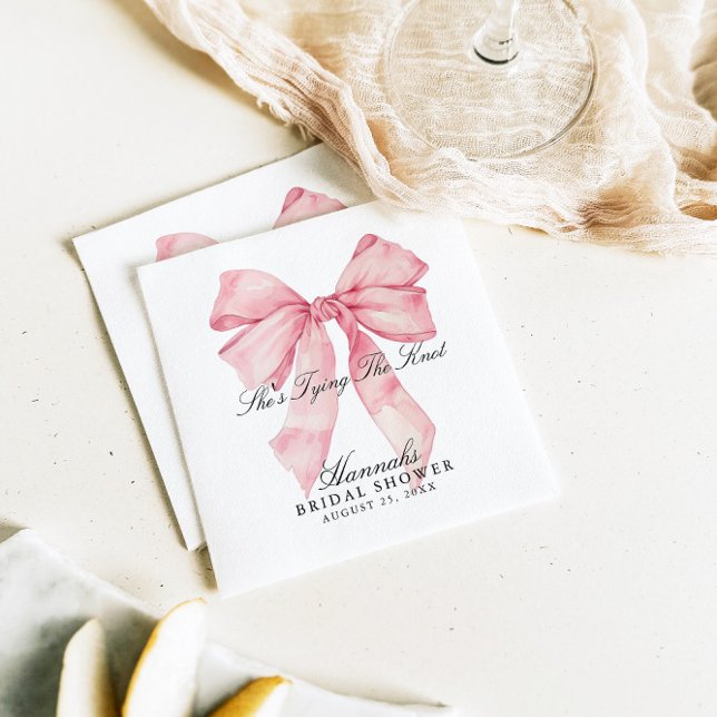 She's Tying The Knot Pink Bow Napkins (Creator Uploaded)