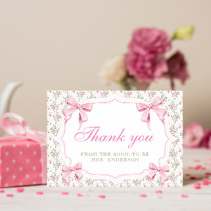 She's Tying the Knot Pink Bow Thank You Card