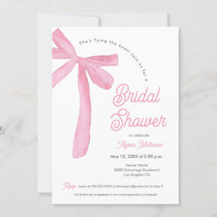 She's Tying the knot Pink Bow theme bridal shower  Invitation