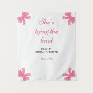 She's Tying The Knot Pink Bridal Shower Backdrop Tapestry
