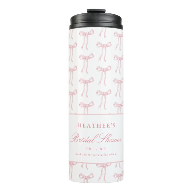 She's Tying The Knot Pink Bridal Shower Favours Thermal Tumbler (Front)