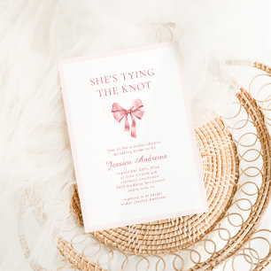 She's Tying the Knot Pink Coquette Bridal Shower Invitation