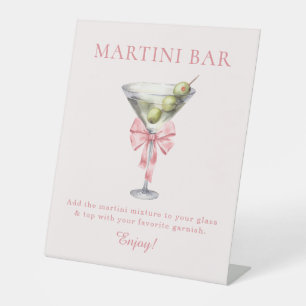 She's Tying the Knot Pink Coquette Martini Bar Pedestal Sign