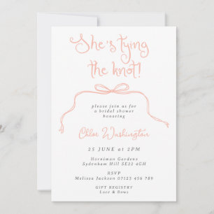 She's Tying the Knot Pink Fun Bow Bridal Shower Invitation