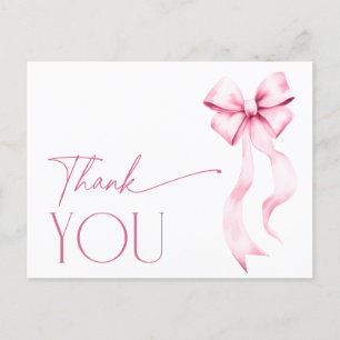 She's Tying the Knot Pink Ribbon Bridal Thank You Postcard