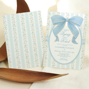 She's Tying the Knot Powder Blue Bow Bridal Shower Invitation
