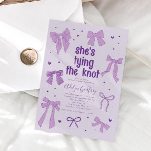 She's Tying The Knot Purpl Bow Bridal Shower Invit Invitation