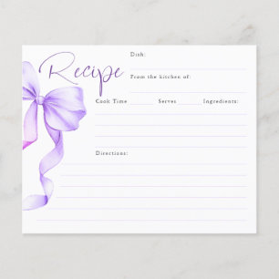She's Tying the Knot Purple Bow Bridal Recipe Card