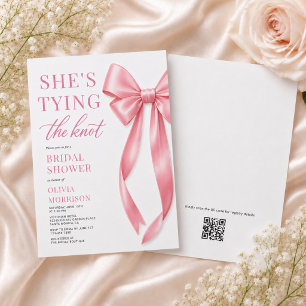 She's Tying The Knot QR Code Pink Bridal Shower  Invitation