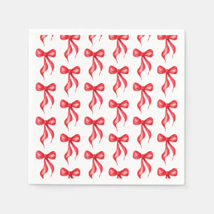 She's Tying the Knot Red Bow Pattern Bridal Shower Napkin