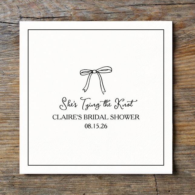 "She's Tying the Knot" Simple Bow Bridal Shower Napkin (Creator Uploaded)