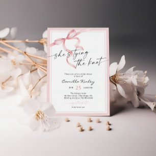 She's Tying The Knot Soft Pink Bridal Shower Invitation