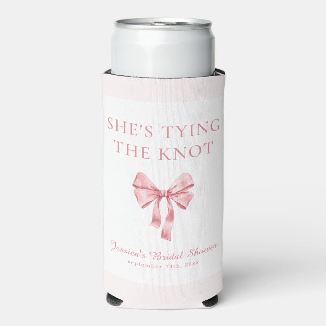 She's Tying the Knot Soft Pink Coquette Shower Seltzer Can Cooler (Seltzer Front)