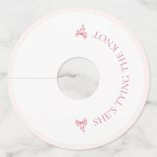 She's Tying the Knot Soft Pink Coquette Shower Wine Glass Tag