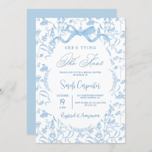 She's Tying the Knot Toile Bridal Shower Invitation