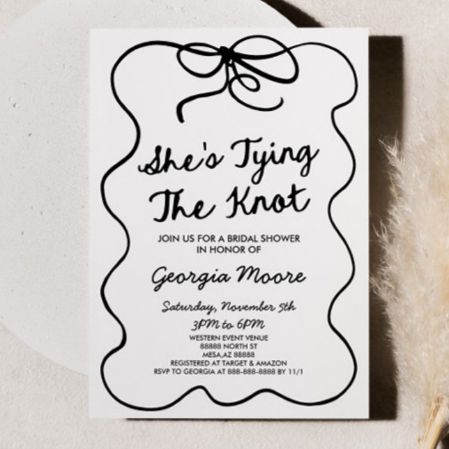 She's Tying The Knot Whimsical Bow Bridal Shower Invitation (Creator Uploaded)