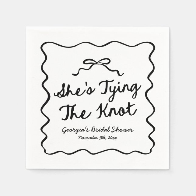 She's Tying The Knot Whimsical Bow Bridal Shower Napkin (Front)