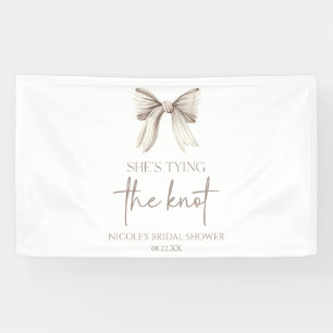 She's Tying The Knot White Bow Bridal Shower Banner