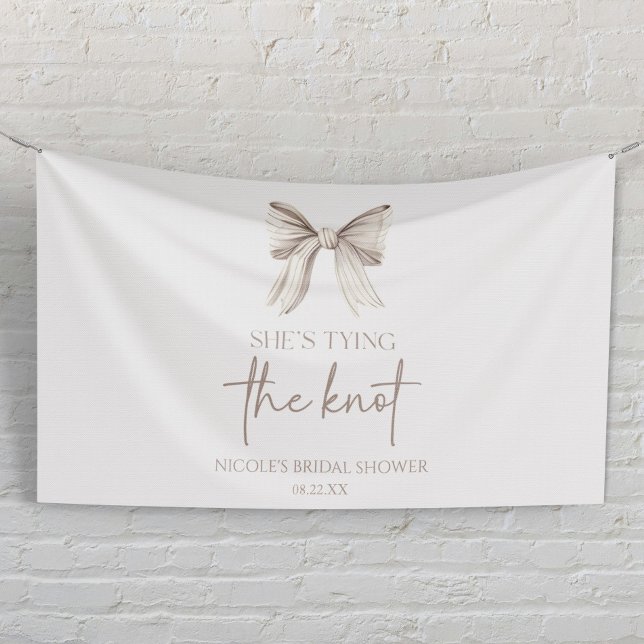 She's Tying The Knot White Bow Bridal Shower Banner (Creator Uploaded)