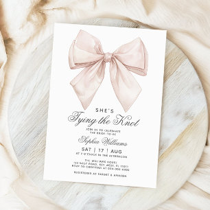 She's Tying The Knot White Bow Bridal Shower Invitation