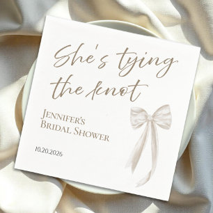 She's Tying the Knot White Bow Bridal Shower Napkin
