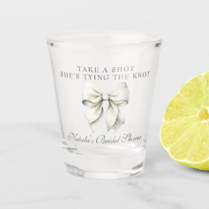 She's Tying The Knot White Bow Bridal Shower Shot Glass