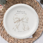 She's Tying the Knot White Bow Paper Plate<br><div class="desc">Simple white bow design paper plates for bridal showers.
Background photo by Freepik.</div>