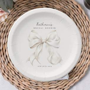 She's Tying the Knot White Bow Paper Plate