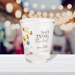 She's tying the knot   Wildflower Bridal Shower Shot Glass