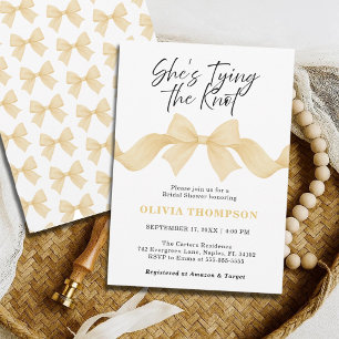 She's Tying the Knot Yellow Bow Bridal Shower Invitation