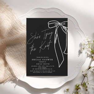 She's Tying the Know Black Bow Bridal Shower Invitation