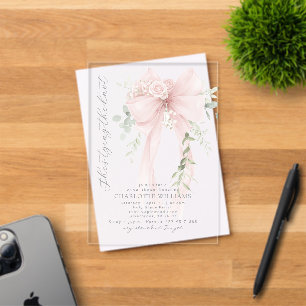 She's tying the know Whimsical Bow bridal shower Acrylic Invitations