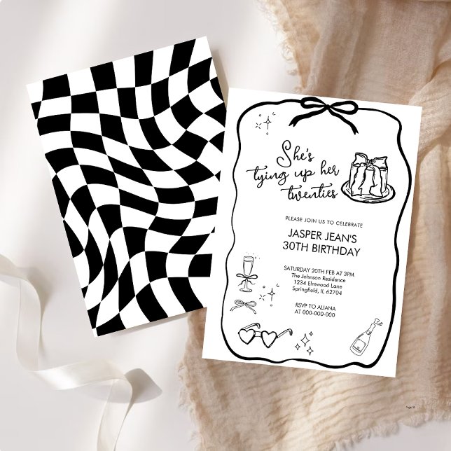 She's Tying Up Her Twenties Bow 30th birthday Invitation (Creator Uploaded)