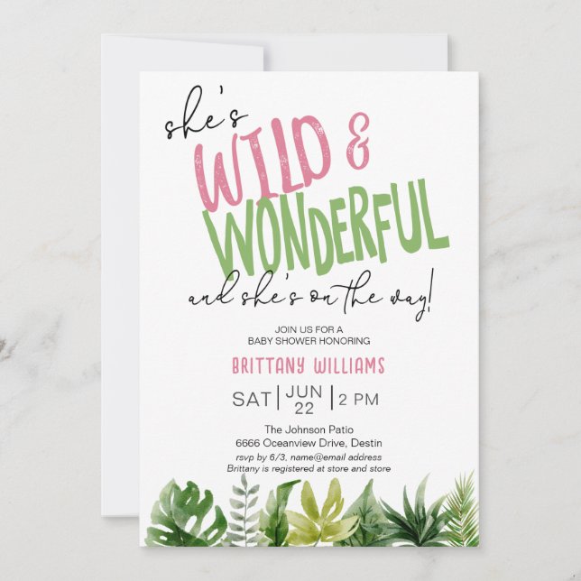 She's Wild and Wonderful Girl Baby Shower Invitation (Front)