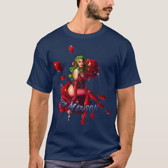 Shesha Manson Fantasy Elf Drag Queen Rose Look T-Shirt (Front)