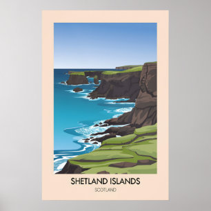Shetland Islands Scotland Travel Poster